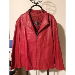 Tibora Leather Red Genuine Leather Full Zip Jacket Womens Plus Size 2X